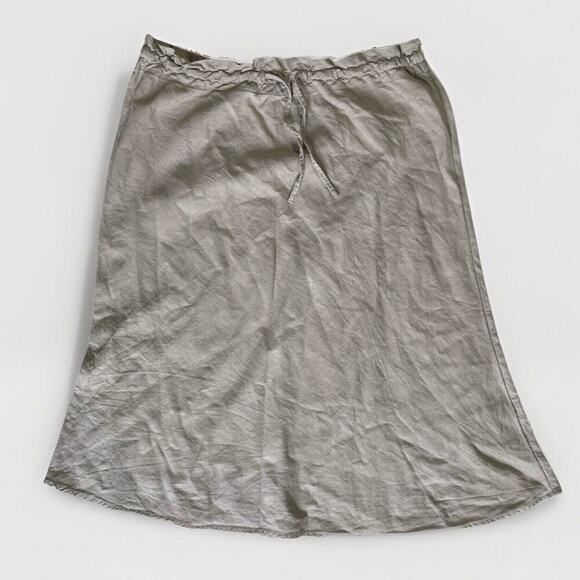 H&M Linen-Viscose Asymmetric Knit Midi Skirt Womens 4 S Pull-On Beach Beige - Picture 1 of 9